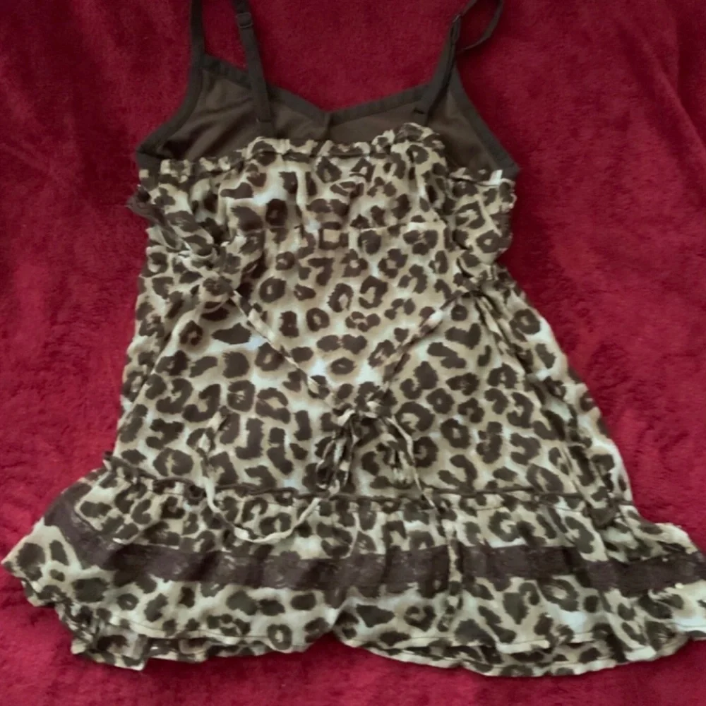 Justice Girl Leopard Tunic Tank Shirt Size M Sleeveless With Lace Sequins